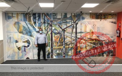 Interview of Thomas Nuño Mayer, CEO of Bender España, about the 270 x 650 cm mural he ordered to Artusnow for his main offices in Madrid (Spain)