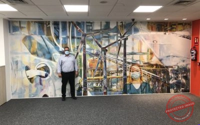 Interview of Thomas Nuño Mayer, CEO of Bender España, about the 270 x 650 cm mural he ordered to Artusnow for his main offices in Madrid (Spain)