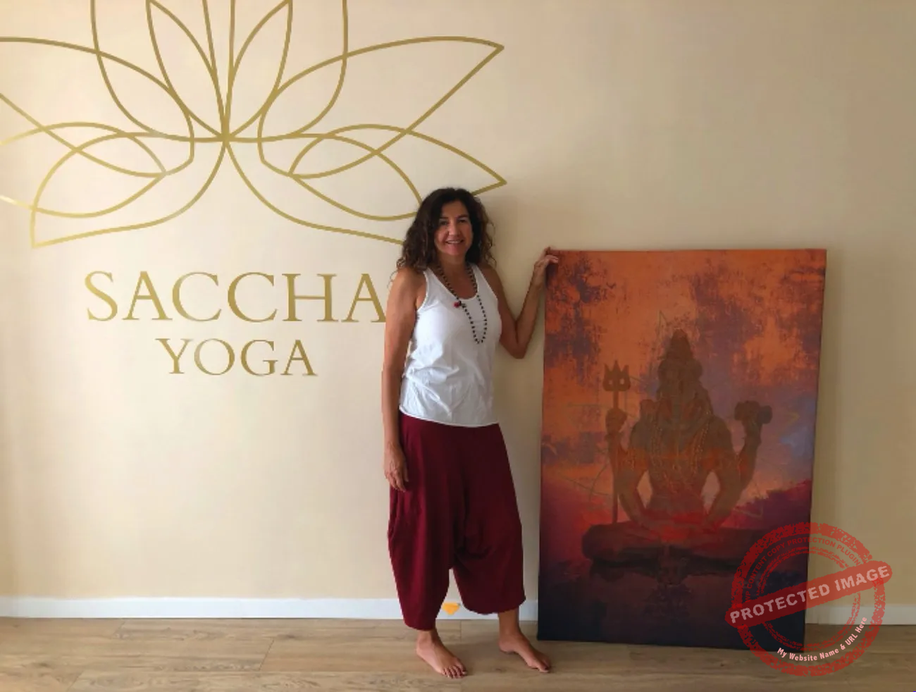 yogaIn 2021, I have created a custom-made creation for the SACHHA YOGA CENTER in San Agustin de Guadalix (Madrid). This time, the challenge was to merge in the painting the company’s logo that has golden tones, as well as the Hindu god Shiva. The order was an hypertextured, large painting (100x 150 cm) to decorate the entrance of the yoga center. In 2021, I have created a custom-made creation for the SACHHA YOGA CENTER in San Agustin de Guadalix (Madrid). This time, the challenge was to merge in the painting the company’s logo that has golden tones, as well as the Hindu god Shiva. The order was an hypertextured, large painting (100x 150 cm) to decorate the entrance of the yoga center.